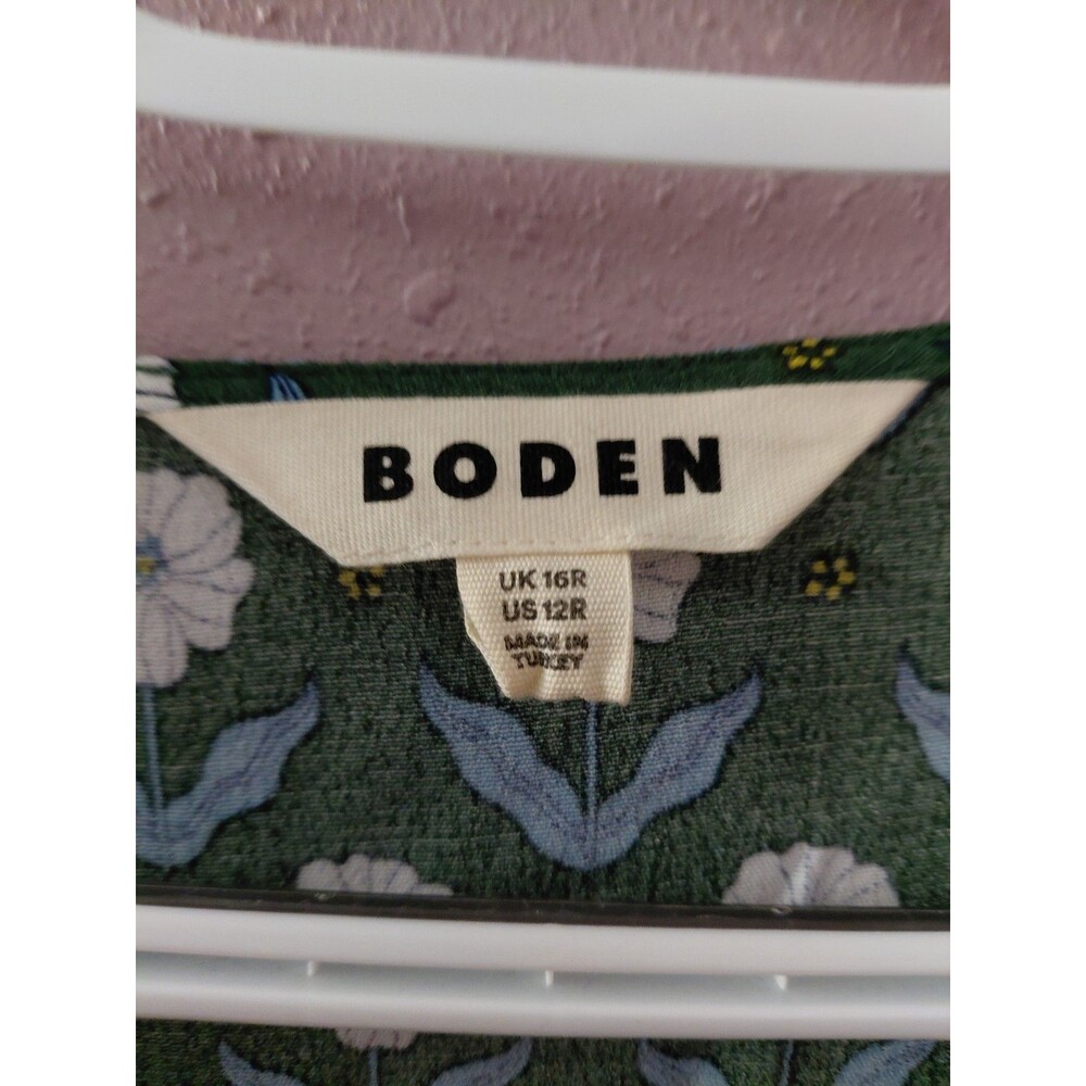 Boden Dress Women's US 12R Long Green Blue Floral Maxi Viscose Side Pockets - Picture 5 of 12